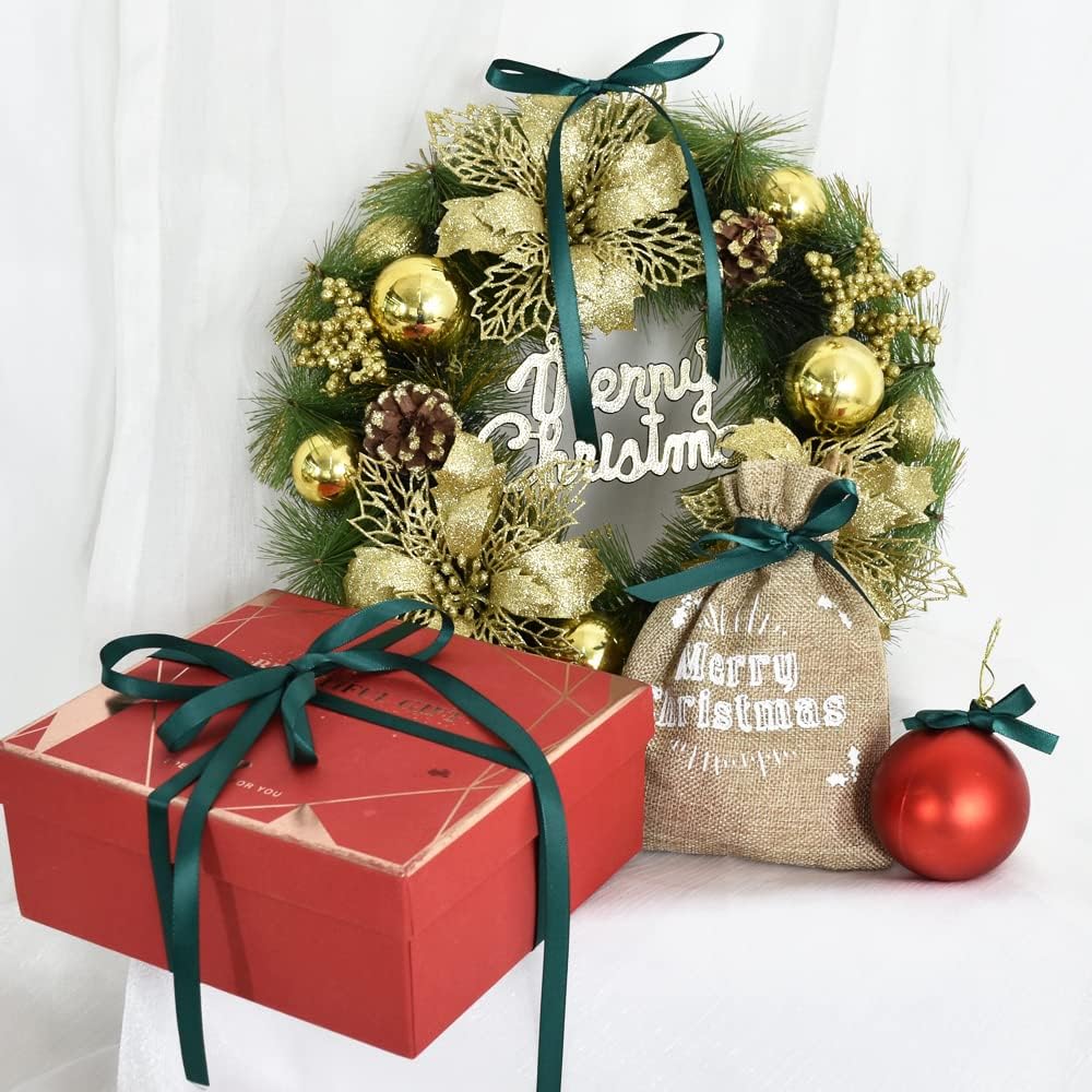 TONIFUL 3/8 Inch x 100yds Christmas Green Satin Ribbon Thin Solid Fabric Ribbons Roll for Gift Wrapping Invitation Floral Hair Balloons Craft Sewing Party Wedding Decoration Valentine's Day Bouquet - Image 5