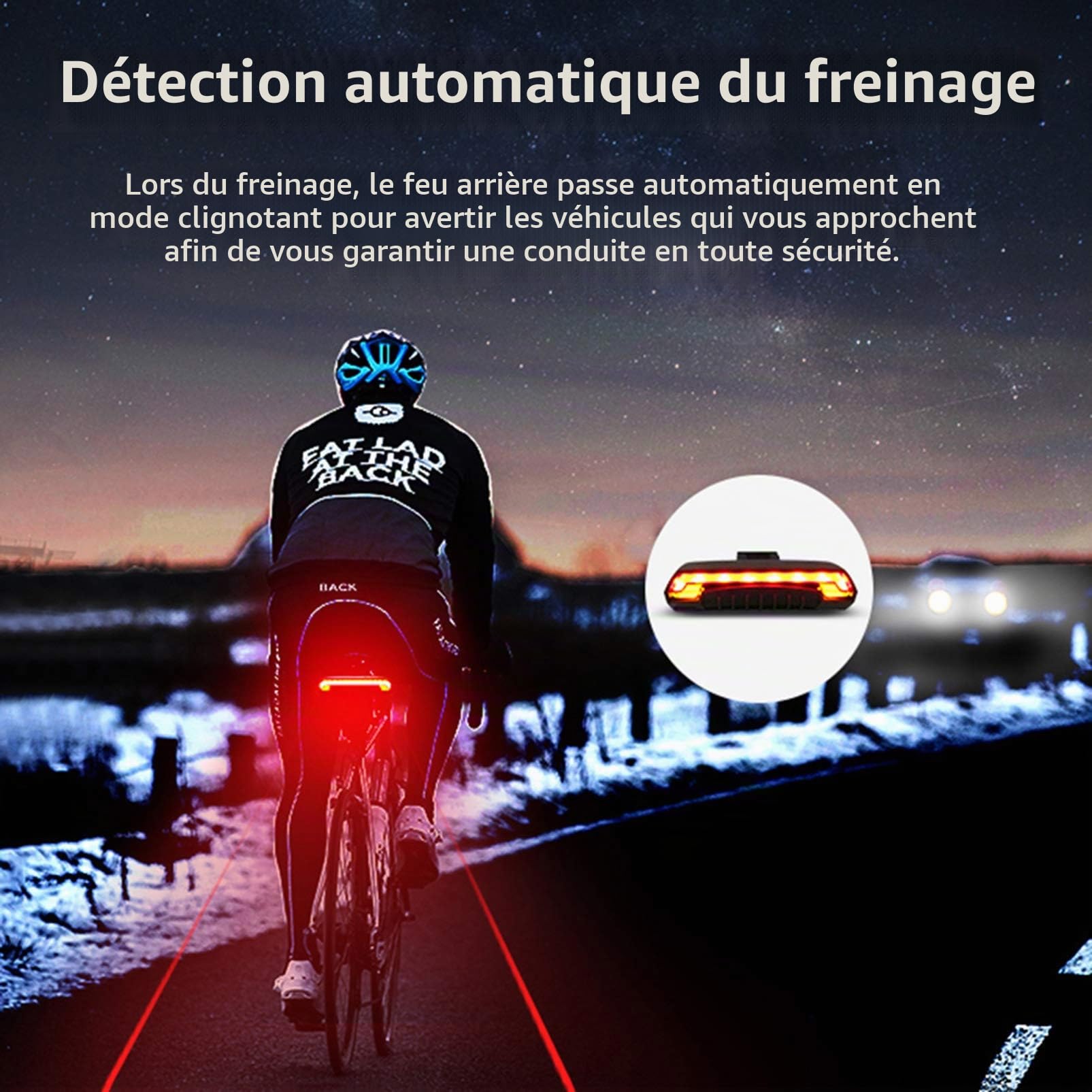 Feux arrière de vélo,X5 Vélo Arrière Lumière Vélo À Distance sans Fil Lumière Clignotant LED Faisceau USB Chargeable Vélo Feu Arrière