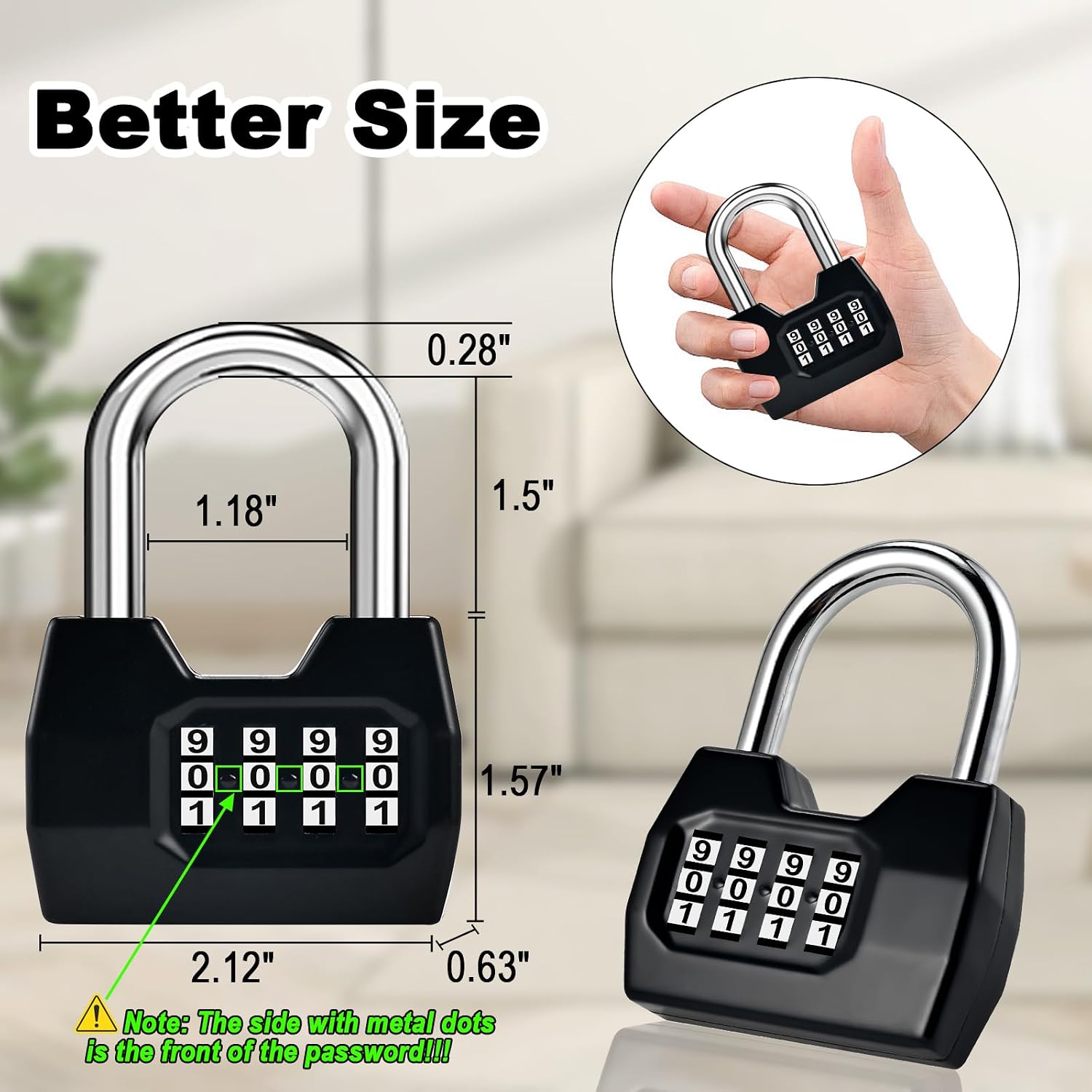 4 Pack Combination Lock, 4-Digit Fashion Combo Lock | Combination Padlock Waterproof Outdoor Gate Locks for Fence, Locker, Sheds, Gym, Shed, Storage Unit, Gate Hasps, School