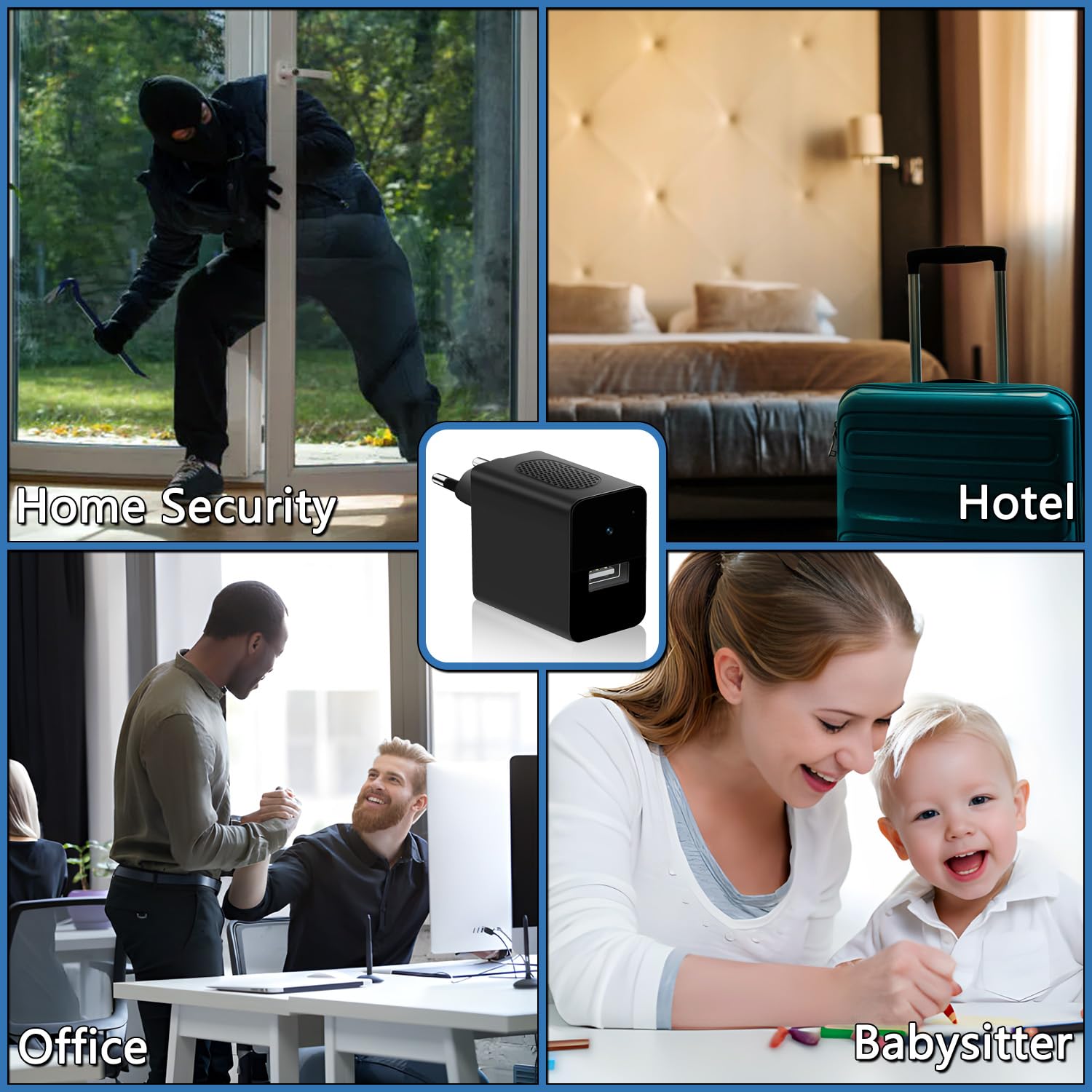 Caméra Espion Caméra Cachée 1080P USB Chargeur Mini Camera de Surveillance USB Caméra de Nounou Portable avec Détecteur de Mouvement, caméra de sécurité compacte (No APP)