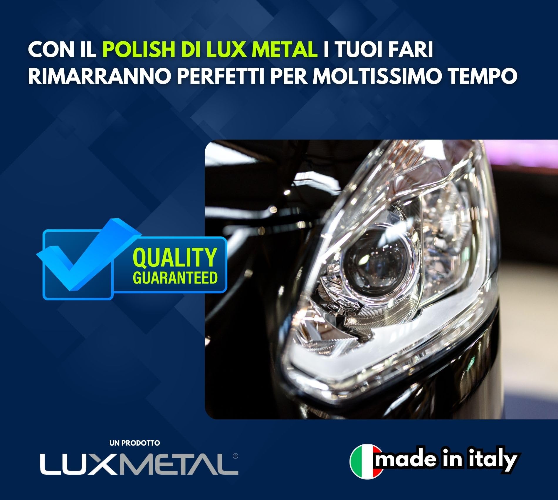 Lux Metal - Polish Lucidante Rinnova Fari 250 Gr Pasta Abrasiva ideale per lucidare Plexiglass Trasparente Lucidatura Plastica Policarbonato Rimuovi Graffi Plastica FanaliRinnova Fari Auto (250 Gr)