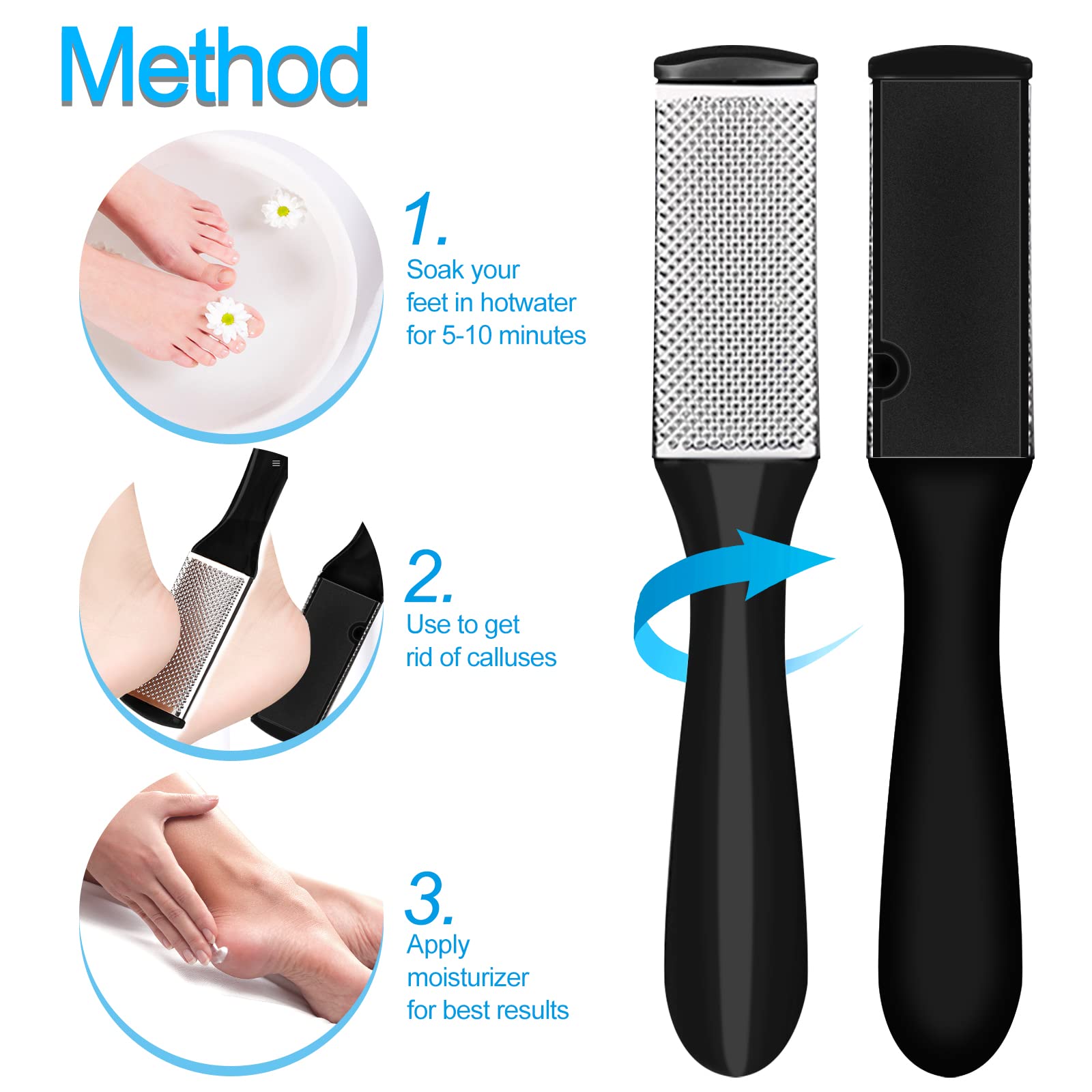 Sularpek Kit de Pedicura, 10 in 1 Lima Pies, Rasqueta para Pedicura, Kit de Pedicura para Removedor De Piel Dura y los callos, Cuidado De Los Pies