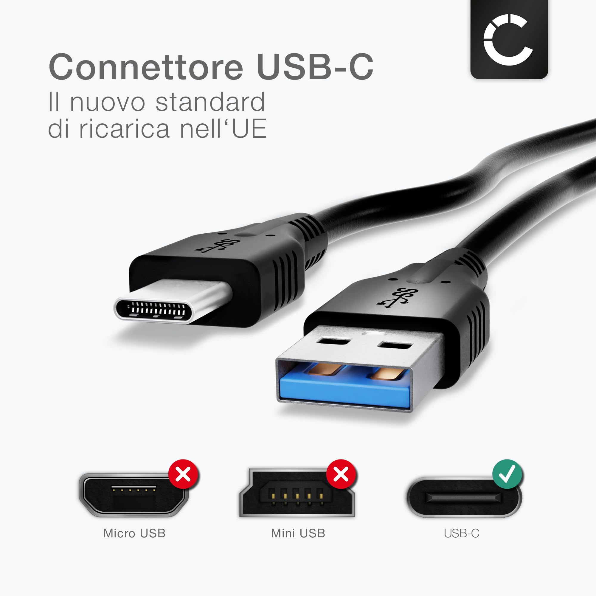Cavo USB-C langer Stecker Typ C per telefono CAT S52 / S61 / S62 Pro