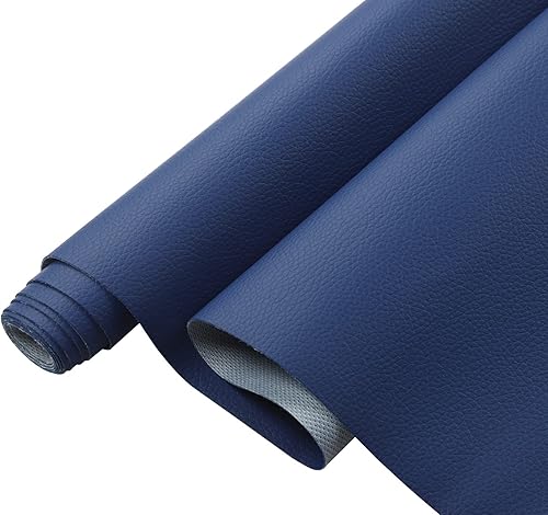 Miniatura 54 de Picheng Hojas de piel sintética de color sólido con textura de lichi, 13.8 x 53 pulgadas, rollo de piel sintética suave muy adecuado para hacer