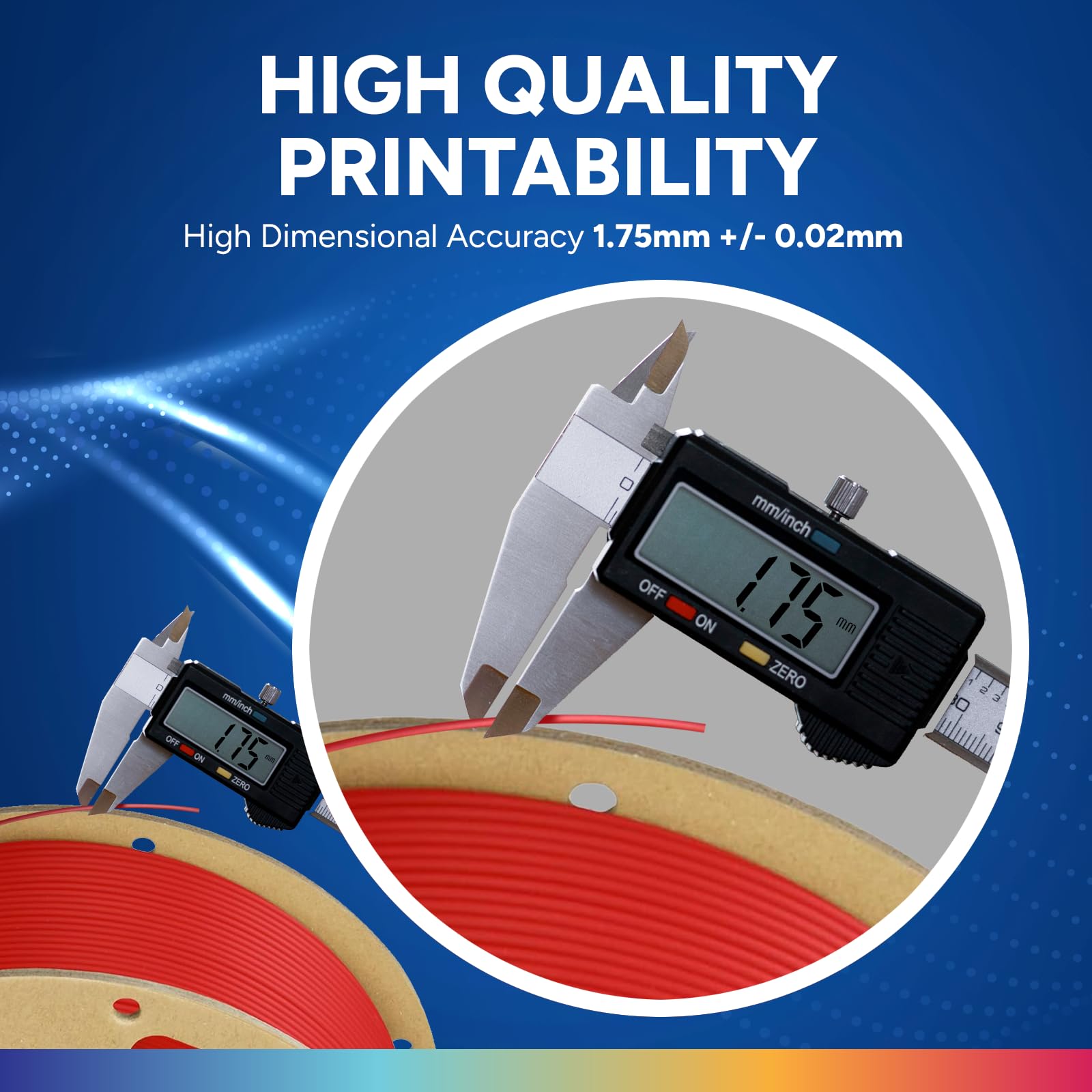 OVERTURE PLA+ Filamento 1.75mm, Toughness Enhanced PLA Roll, Professionale PLA Tenacia, 1kg Filamento(2.2lbs), Precisione Dimensionale 99% Probabilità +/- 0.02 mm (Rosso)