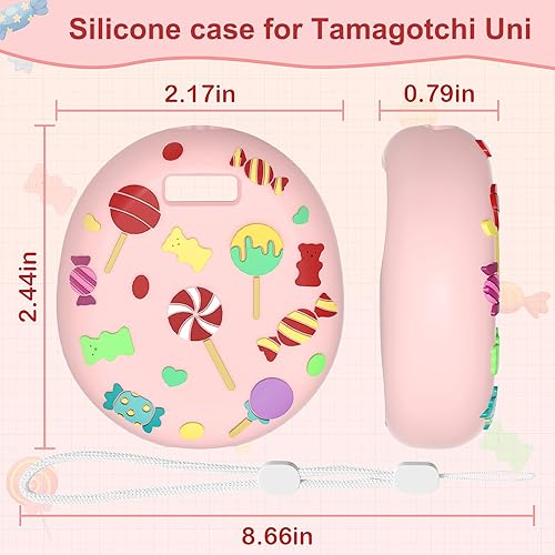 Miniatura 5 de AZURAOKEY Tamagotchi Uni - Funda de silicona para máquina virtual antiarañazos con cordón para el dedo, impermeable, para Tamagotchi Uni Virtual
