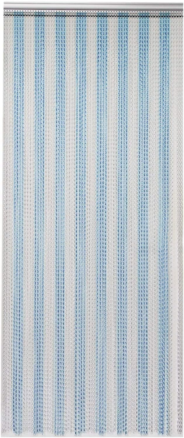 FERNVALE Aluminium Chain Door Curtain 90 x 200cm Metal Fly Screen Curtain for Doorways, Anti-Insect Fly Blind Room Divider for Patio French Doors Kitchen Cafe Home Entrance (Blue Sliver) โ image 1