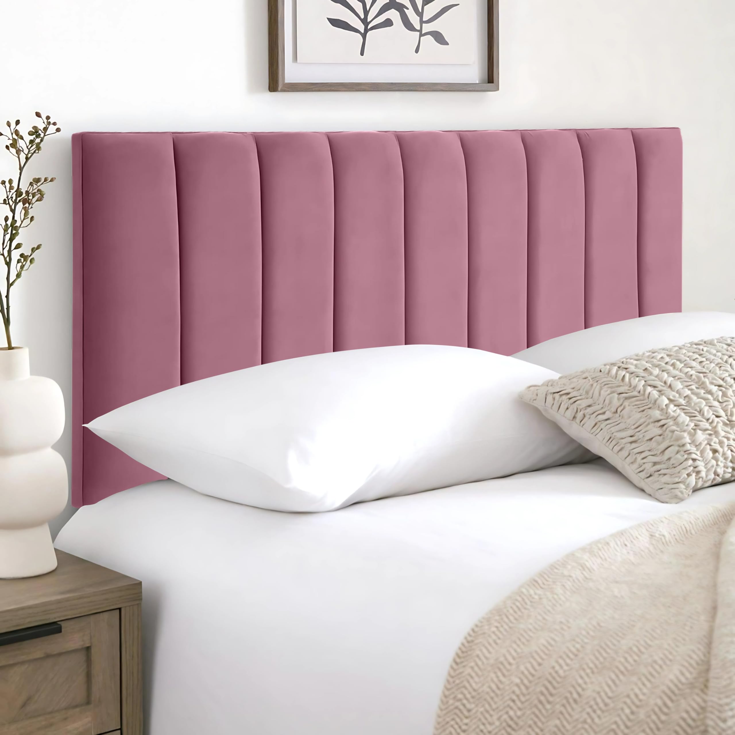 HB-1 Headboards for Beds – 9vp 24'' Divan Bed Headboard – Headboards for Divan Beds, Bedroom & Hotel Furniture, Elegant Soft Plush Fabric Head Board (Pink Plush, 5FT King) — image 1