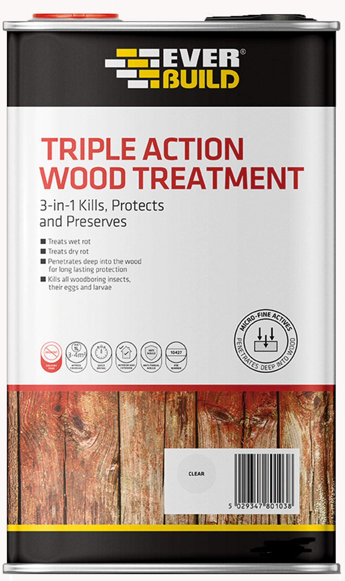Everbuild Triple Action Wood Treatment 5 Litre EVBLJUN05