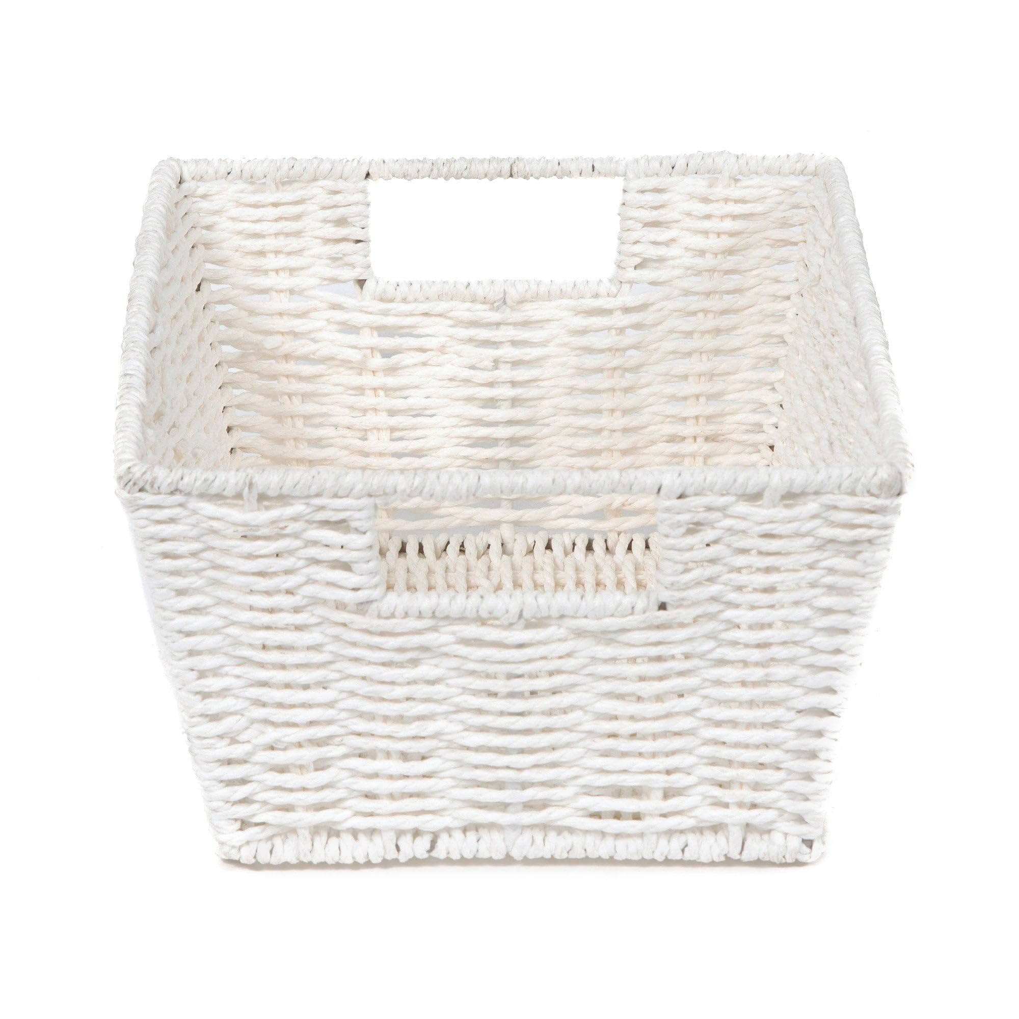 Compactor Etna Cesto Rettangolare in Carta Intrecciata a Mano, Bianco, 31 x 24 x H. 14 cm, RAN6544
