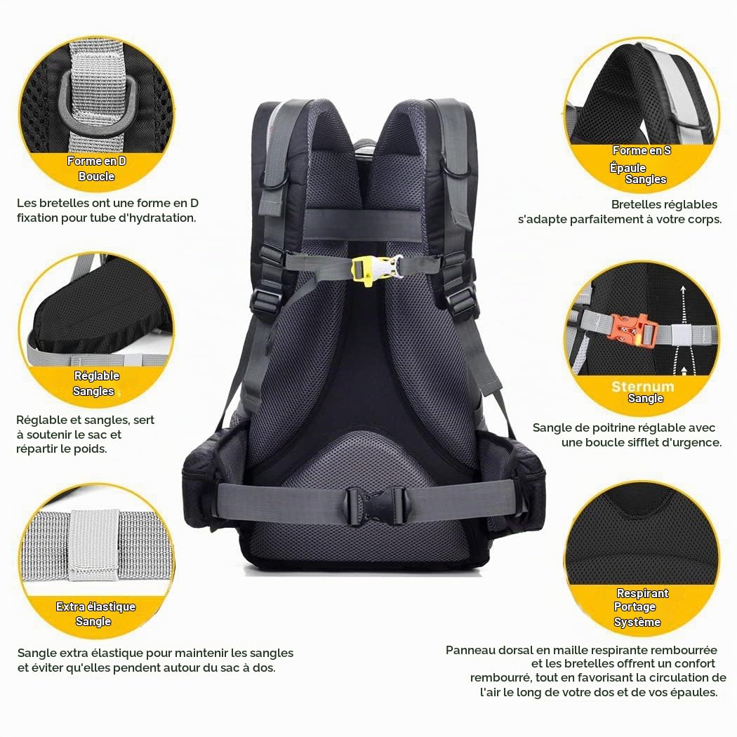 Meisohua Sac à dos de randonnée pour homme - Imperméable - Léger - Pour adulte - Sac à dos de randonnée pour femme - Sac à dos d'extérieur