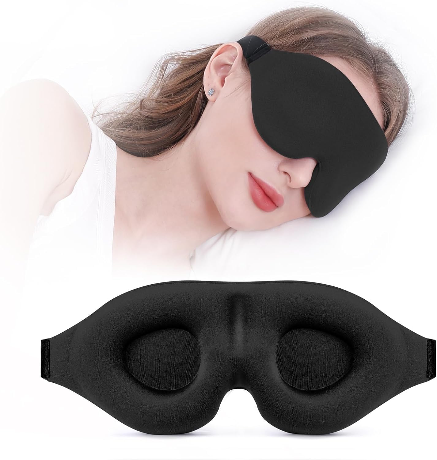 3D Sleeping Mask Luxury Sleep Eye Mask for Side Sleeper Men Women, Zero Eye Pressure Light Blocking Patented Design Night Blindfold, Soft Eye Shade Cover for Travel-image-18