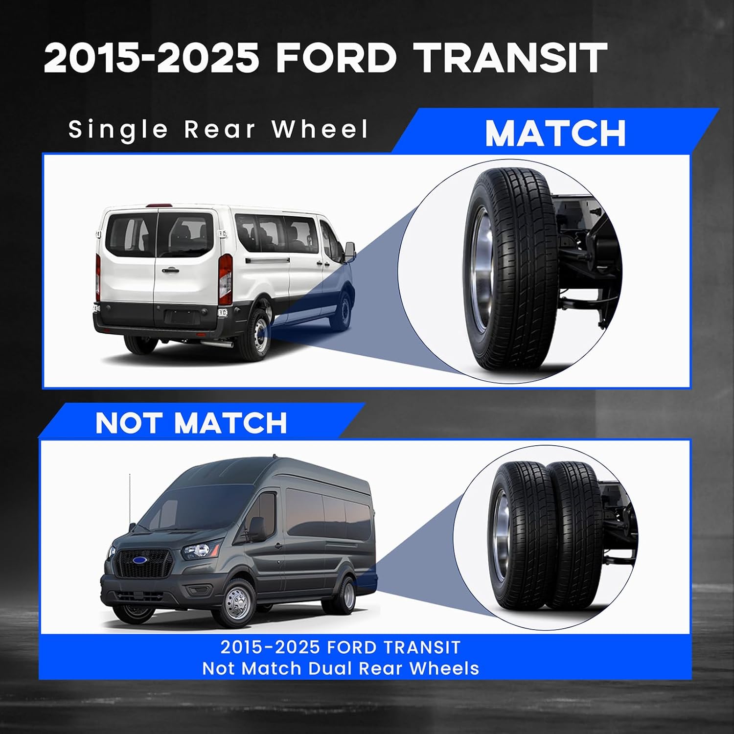 Tail Lights Compatible with Ford Transit 2015-2025 150 250 350 350HD 2022-2025 E-Transit Taillights W/Bulbs and Wires (A Pair) Replace CK4Z13405G/F02800242C/CK4Z13404K/F02801242C (Not for DRW)