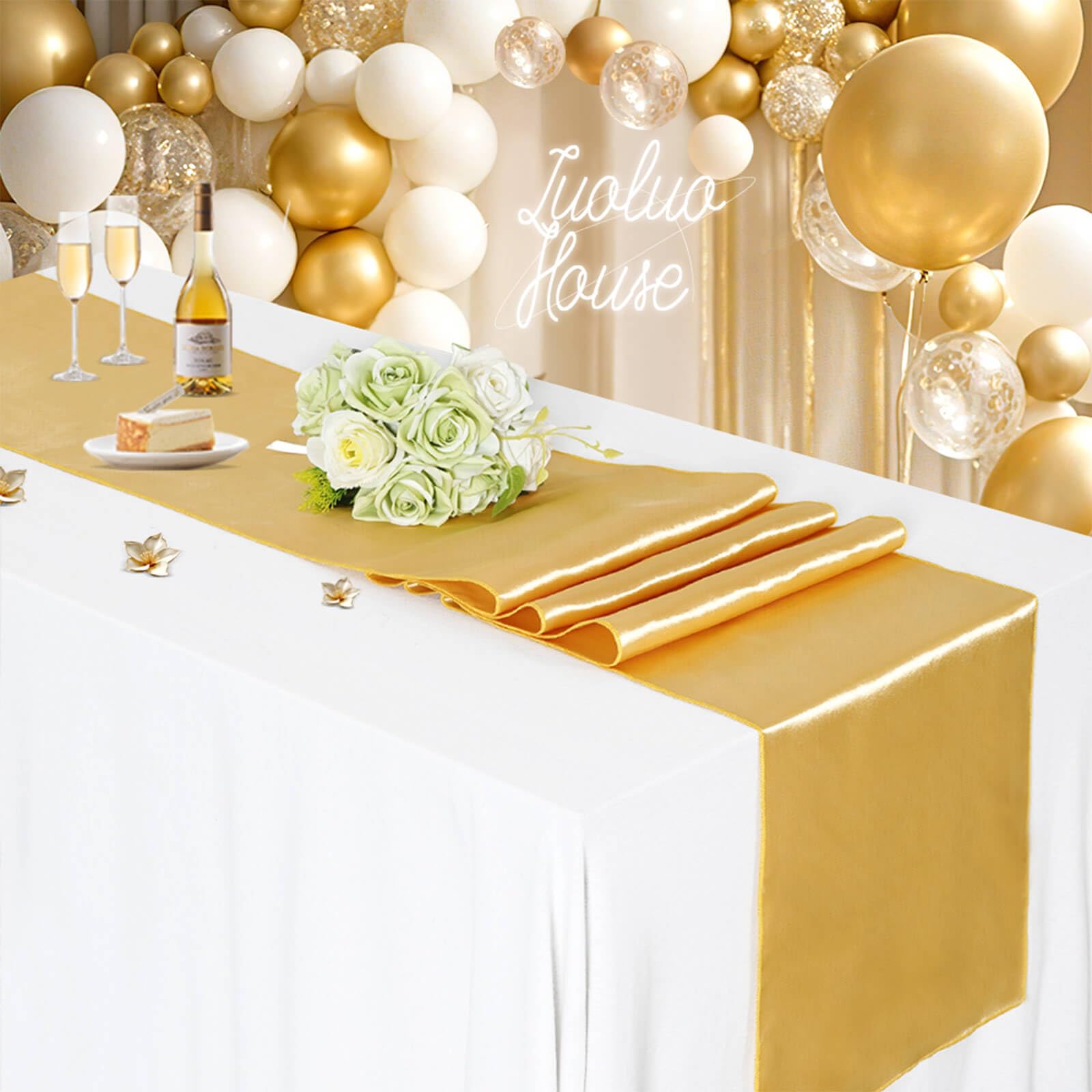Runner da Tavola Natale in Organza, Passatoia da Tavolo con Stella Oro, 28 cm x 5 m Corridore da Tavolo, Guida da Tavolo per Matrimoni Comunioni Natale Festa dell'Avvento