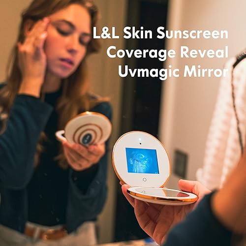 Miniatura 3 de L&L SKIN Espejo UVmagic, diseño de espejo compacto para prueba de protección solar, espejo de maquillaje de viaje con cámara UV para prueba de