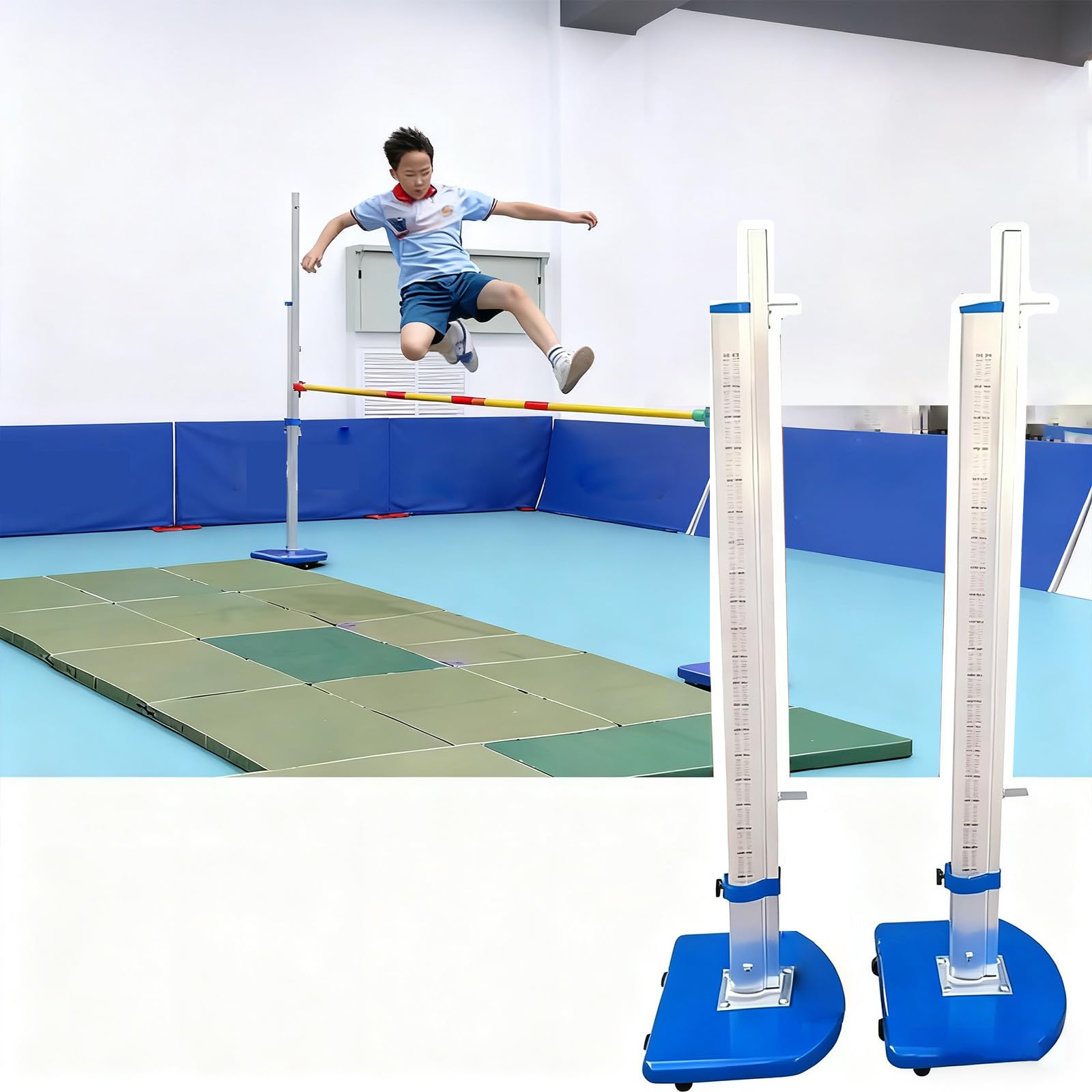 Aluminum High Jump Standards, Portable Moveable Posts with Centimeter Scale High School High Jump Training Equipment for Track and Field