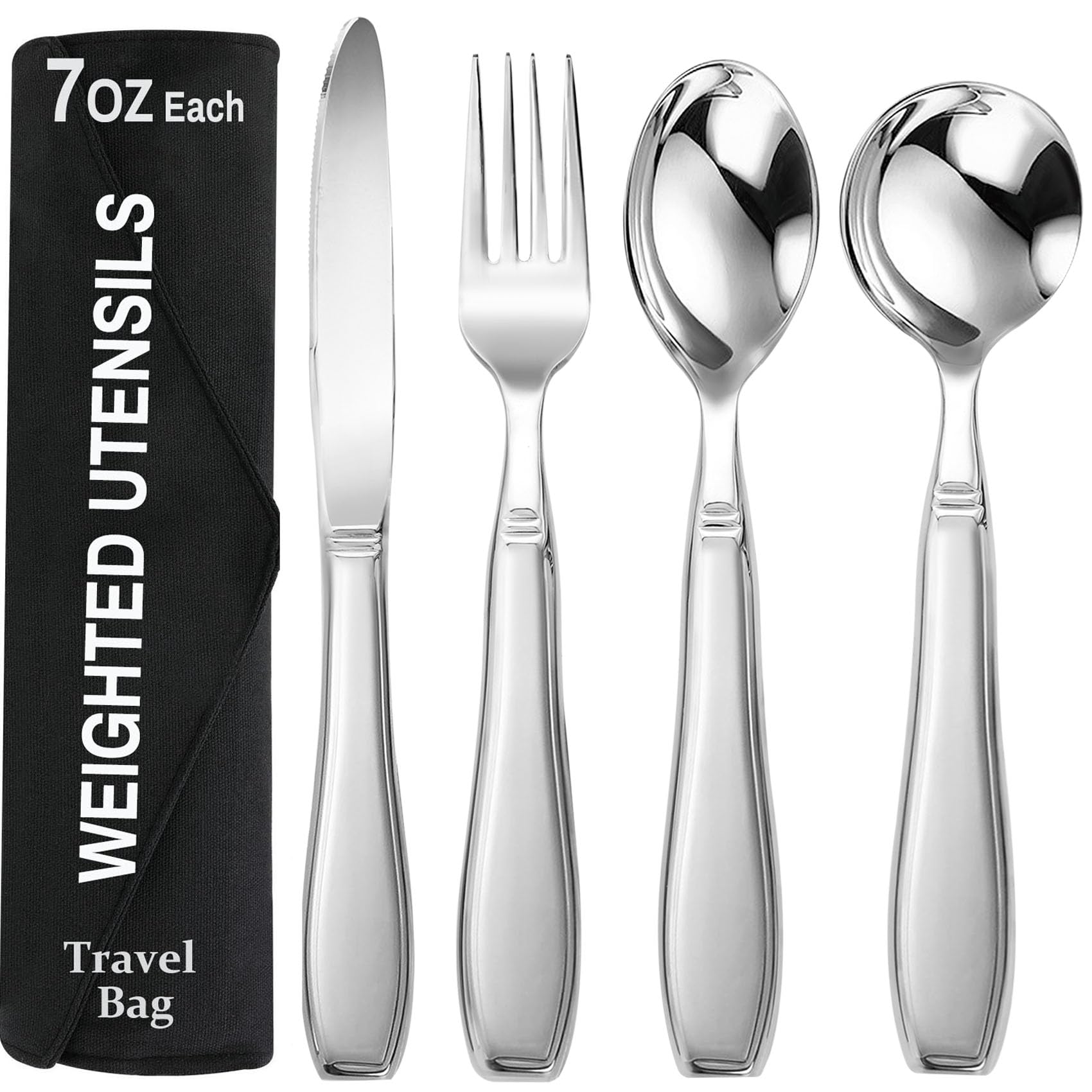 Weighted Utensils for Hand Tremors &amp; Parkinson's - 4PCS,Adaptive Utensils