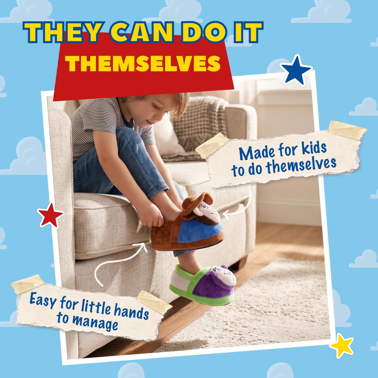 Buzz Lightyear and Woody Toy Story Slippers for Kids, Toddler House Shoes image 5
