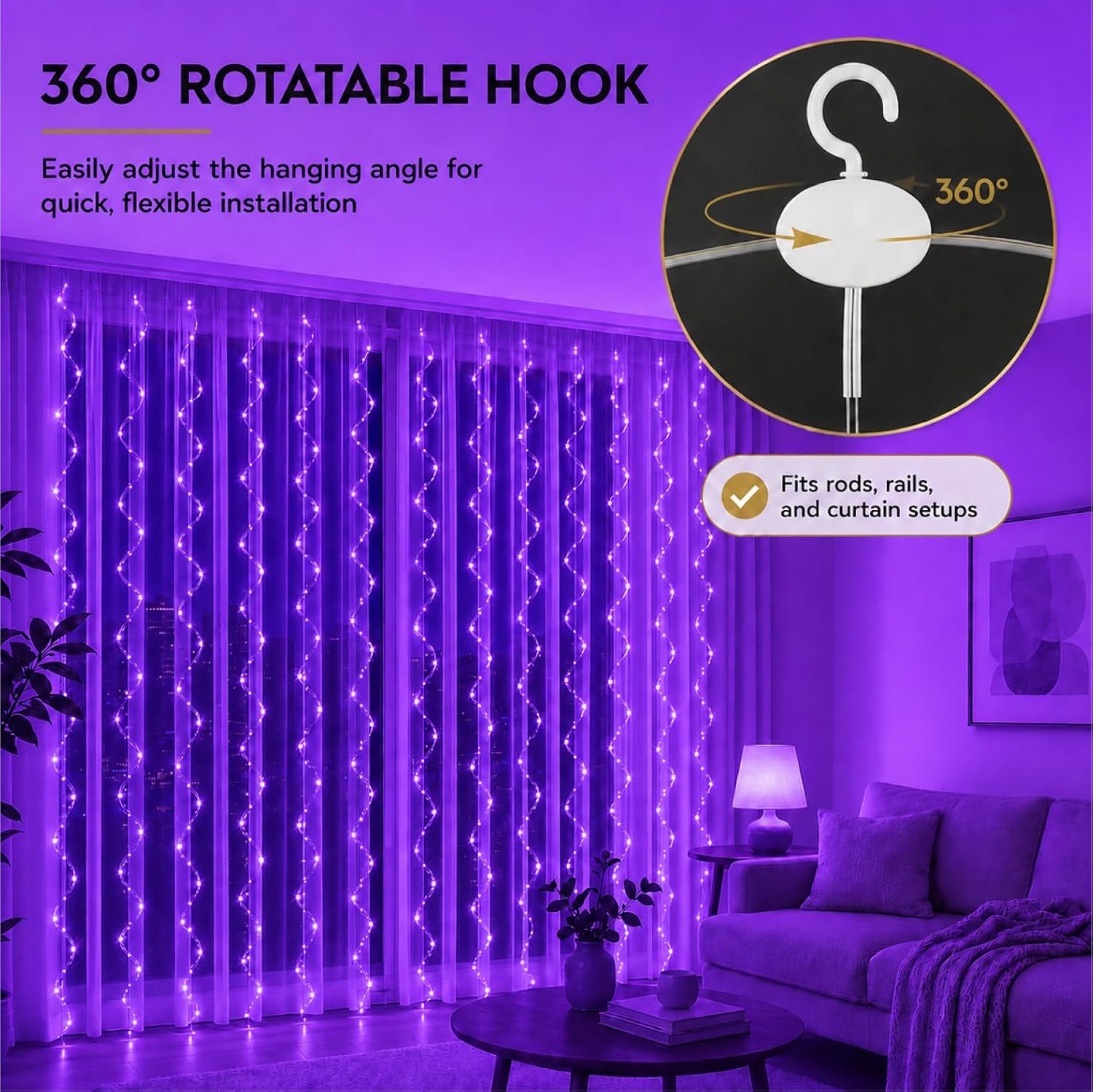 ZSJWL 300 LED Curtain Fairy Lights with Remote, 9.8 × 9.8 Ft, USB Plug in image 2