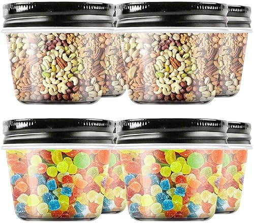 Vista 24 de Novelinks - Recipientes de plástico transparente de 4 onzas fluidas con tapas de rosca; envases de plástico vacíos, redondos y rellenables