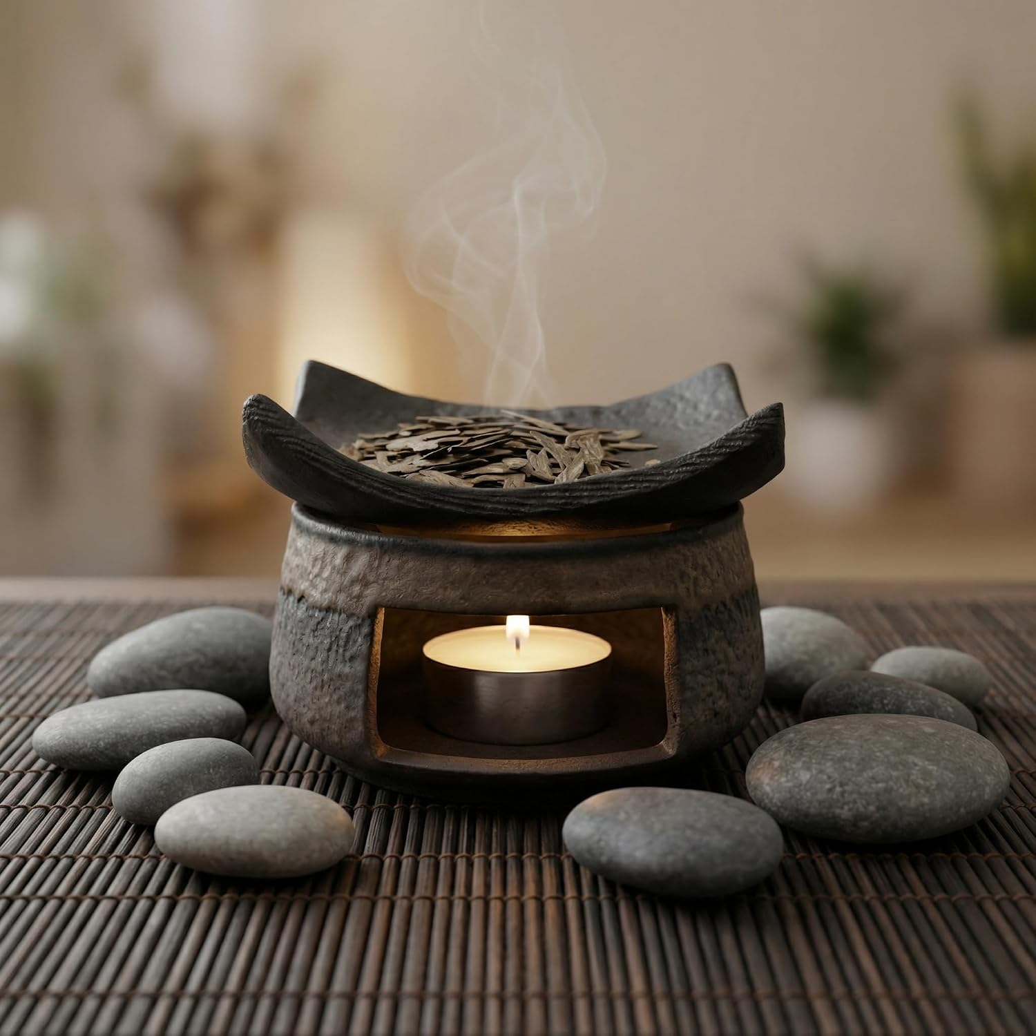 Burner Ceramic Candle Warmer – Hand-Glazed Aromatherapy Oil Wax Melt Warmer, Tealight Holder for Home Fragrance, Meditation, Relaxation, Bedroom Décor, Gift