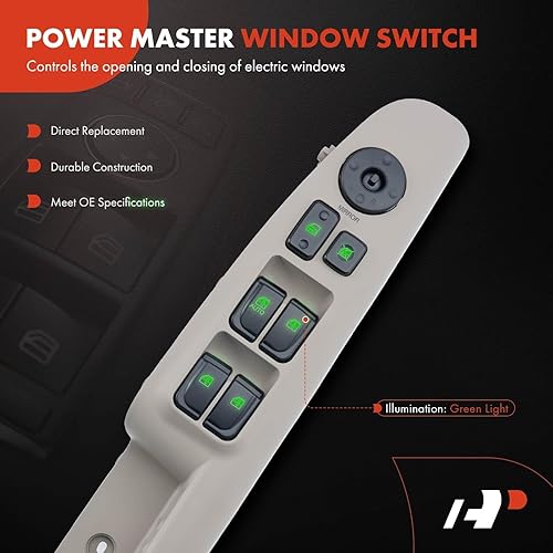 Miniatura 3 de A-Premium Interruptor de elevalunas eléctrico principal compatible con Hyundai Sonata Sonata 2006 2007 2008, color beige, lado delantero izquierdo