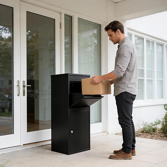 Secure Parcel Delivery Box – Extra Large Outdoor Lockable Parcel Drop Box with Anti-Theft Design, Weatherproof Steel Mailbox for Multiple Packages, Parcel Post Box for Home & Office