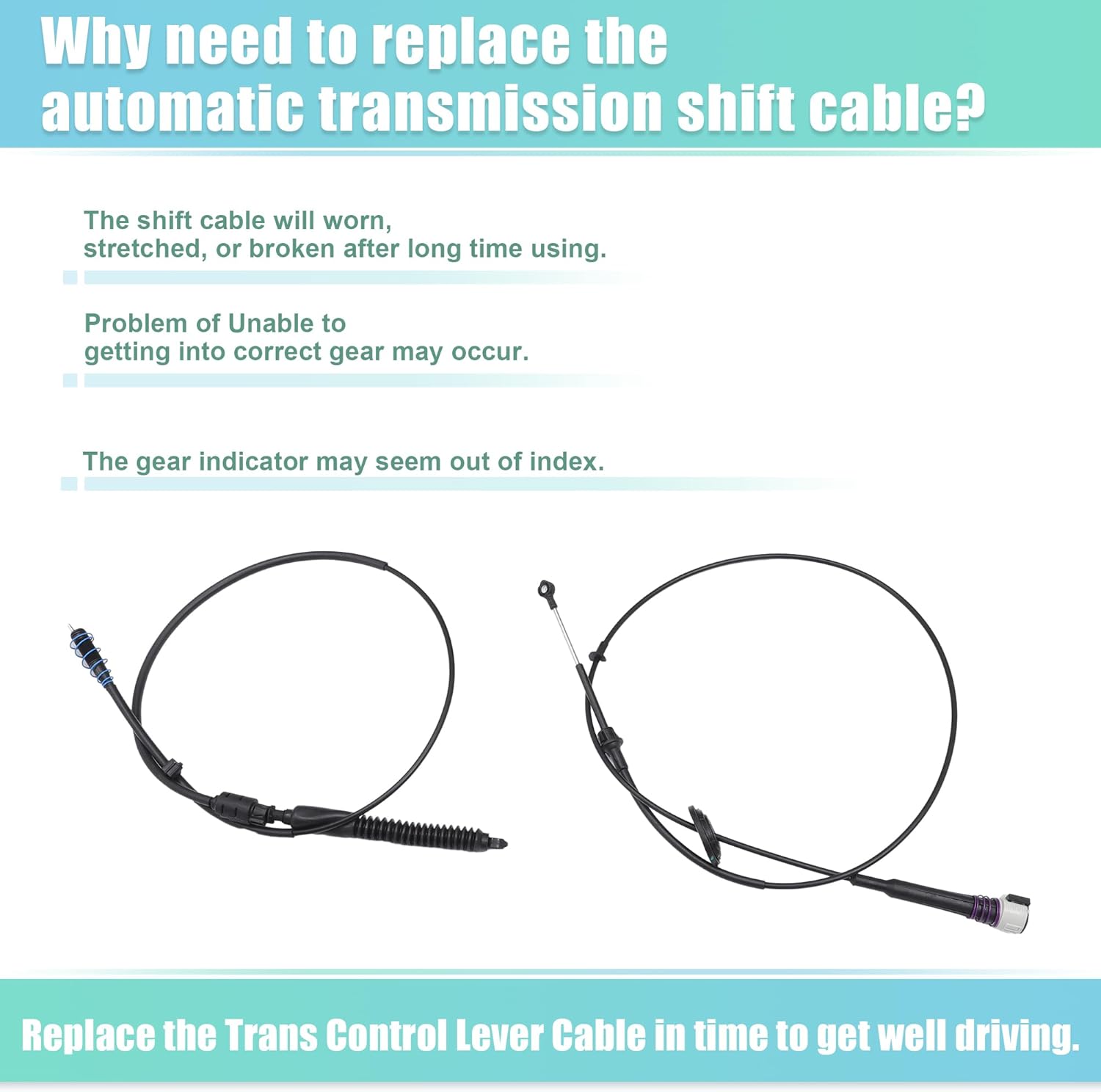 ACROPIX Auto Gear Shift Cable Transmission Control Lever Cable Fit for Chevrolet Suburban 2000-2006 for Cadillac Escalade 2002-2006 No.88967321 - Pack of 2