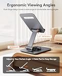 ORICO Aluminum Phone Stand for Desk, Adjustable Metal Phone Holder with Stable Support and Smooth 360° Rotation for Smartphones up to 6.9 Inches – Gray (PS2)