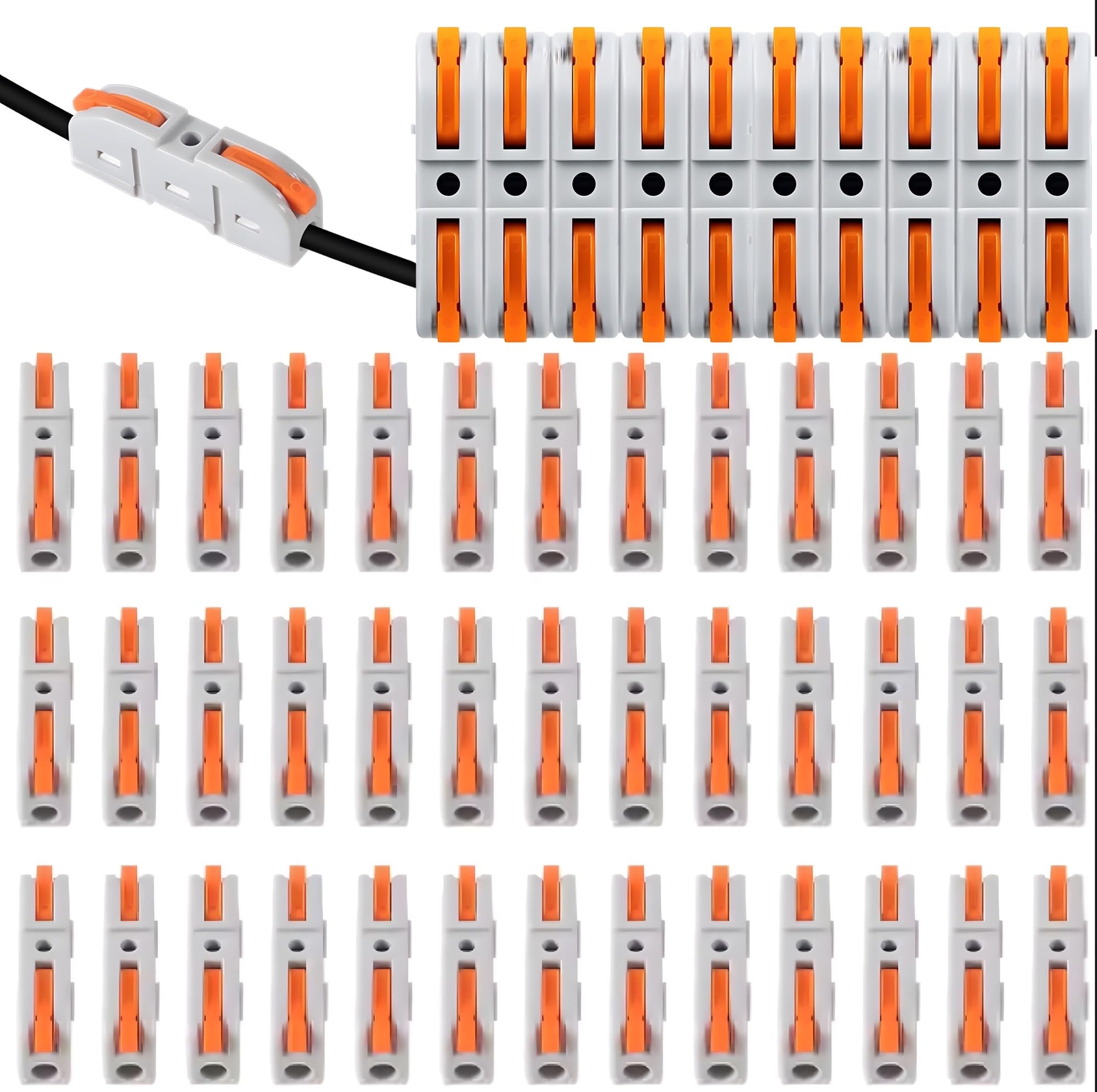 24x7 eMall 50 Pcs Wire Connector, 1 Conductor Compact Splicing Wire Connectors for Circuit Inline SPL-1 Clamp up to 4mm terminal connectors reusable electric.-image-11