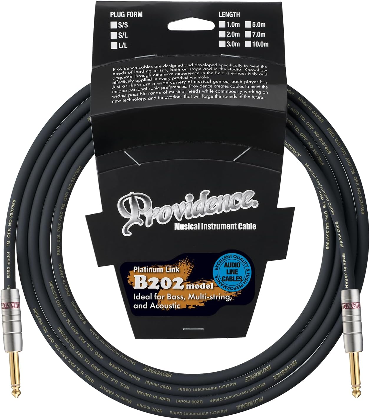 Providence B202 S/S(5m)・S/L(3m) Providence プロビデンス シールドケーブル B202 3m S/Sプラグ