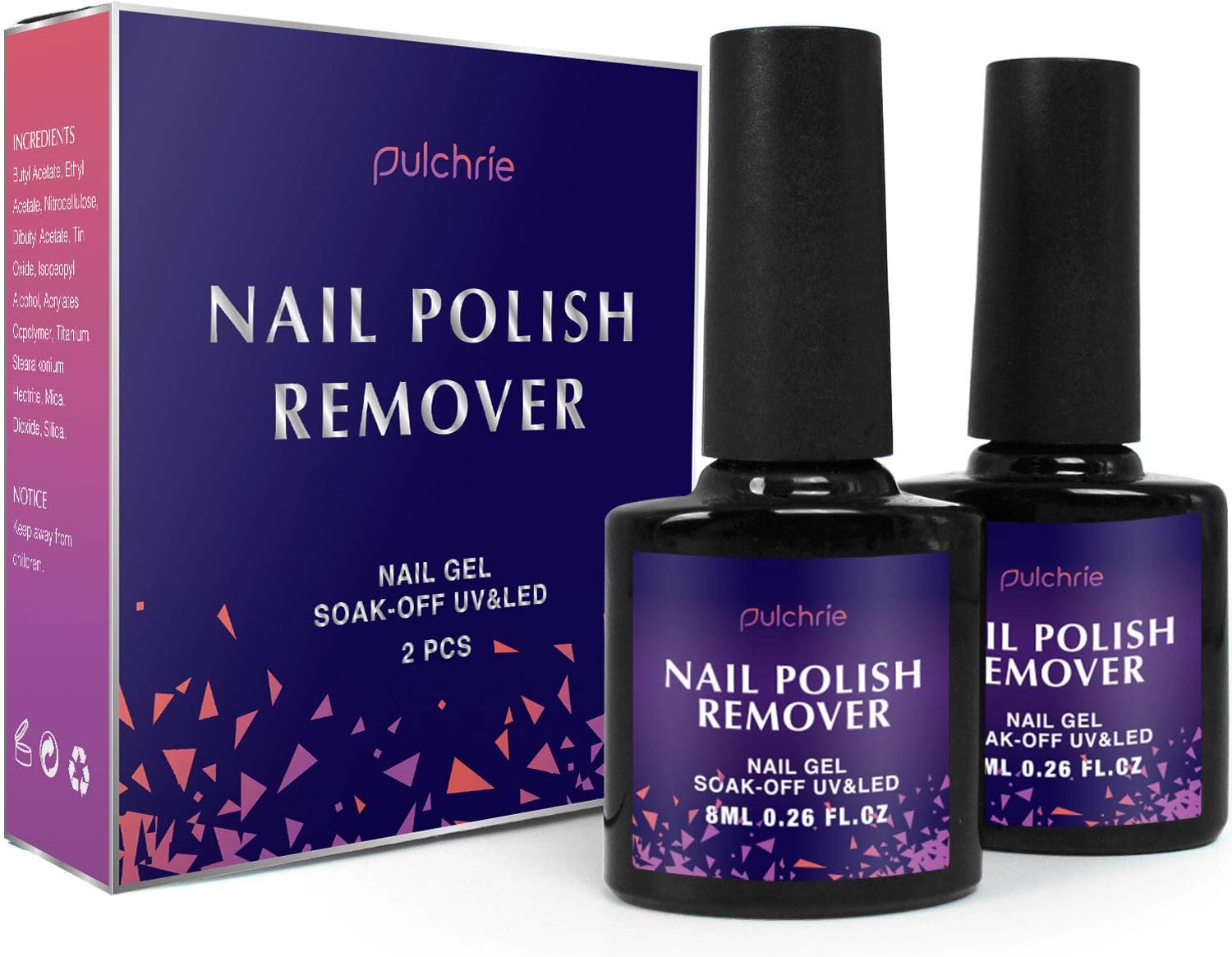 Magic Nail Polish Remover 2 Pcs Professional Removes Soak-Off Gel Nail Polish S1