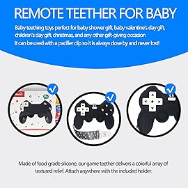 Cool Remote Game Control Teething Toy for Babies 0-6 6-12 Months,Game Controller Teether for Gamer Parents,Baby\'s First Valentines Day Gifts,Silicone Remote Chew ToysBlack