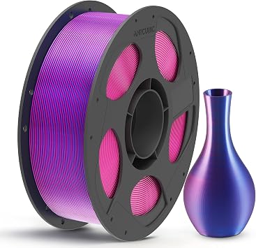 ANYCUBIC Silk Dual Color Pla Filament, 2-in-1 Chrome Coextrusion Color Change 3D Printer Filament 1.75mm Dimensional Accuracy +/- 0.02mm, Silk Texture, 1KG Reusable Spool 2.2 lbs, Red Blue