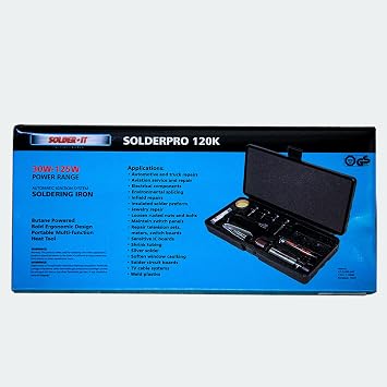 Solder-It SolderPro 120 Soldering Iron Kit ( PRO-120K ) | أداة تسخين البوتان متعددة الوظائف مع نصائح وحقيبة | مسدس لحام لاسلكي ومحمول | أدوات تحسين المنزل ومجموعة لحام أساسية