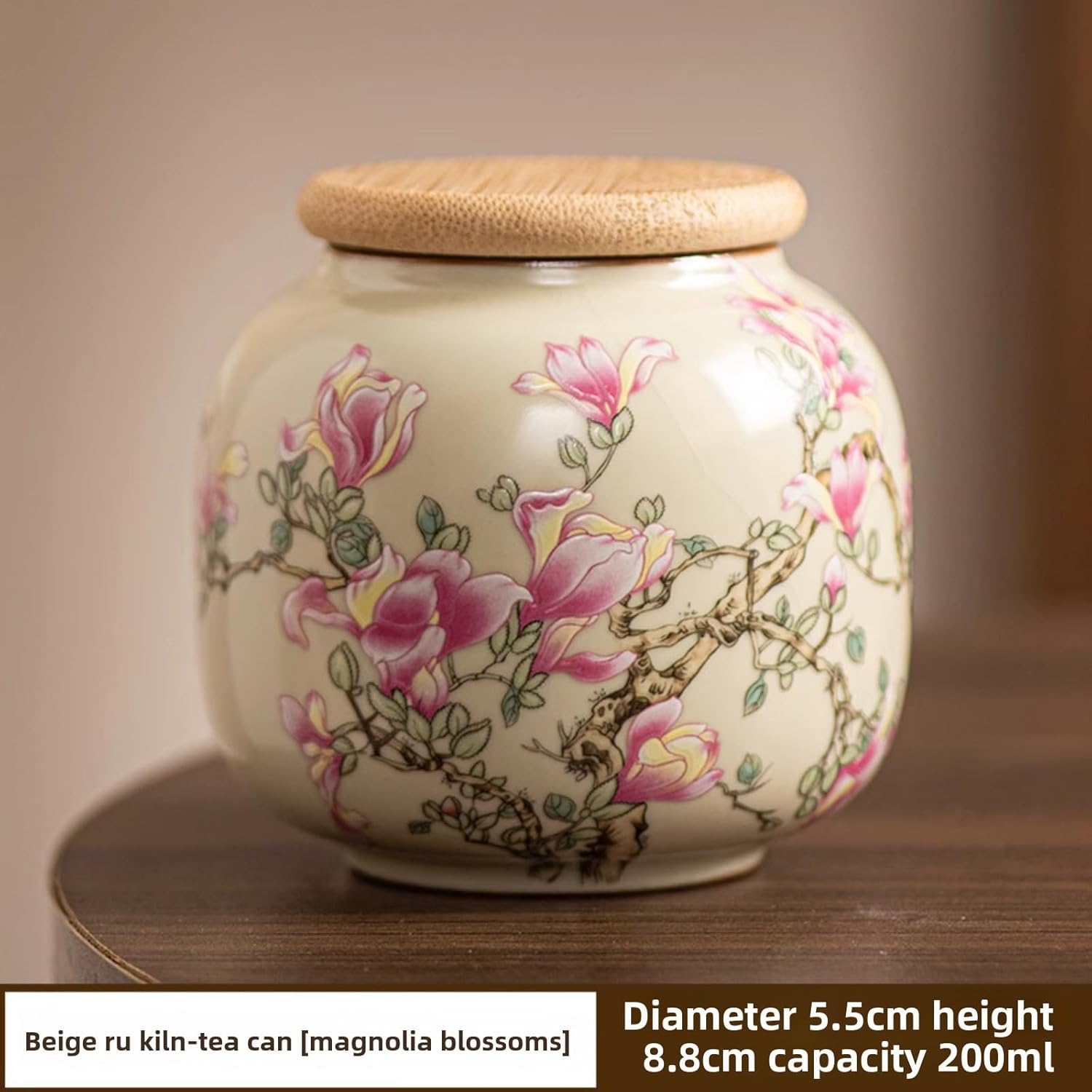 Orchid Tea Caddy Ceramics, 200ml 6.8oz, Chinese Kung Fu Tea Set Accessories