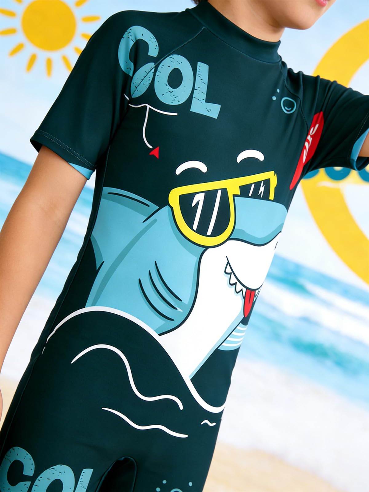 JiAmy Jungen Einteiler Badeanzug mit UV-Schutz Kinder Schwimmanzug mit Reißverschluss Langarm oder Kurzarm für Strand Pool Schwimmkurs 8–12 Jahre