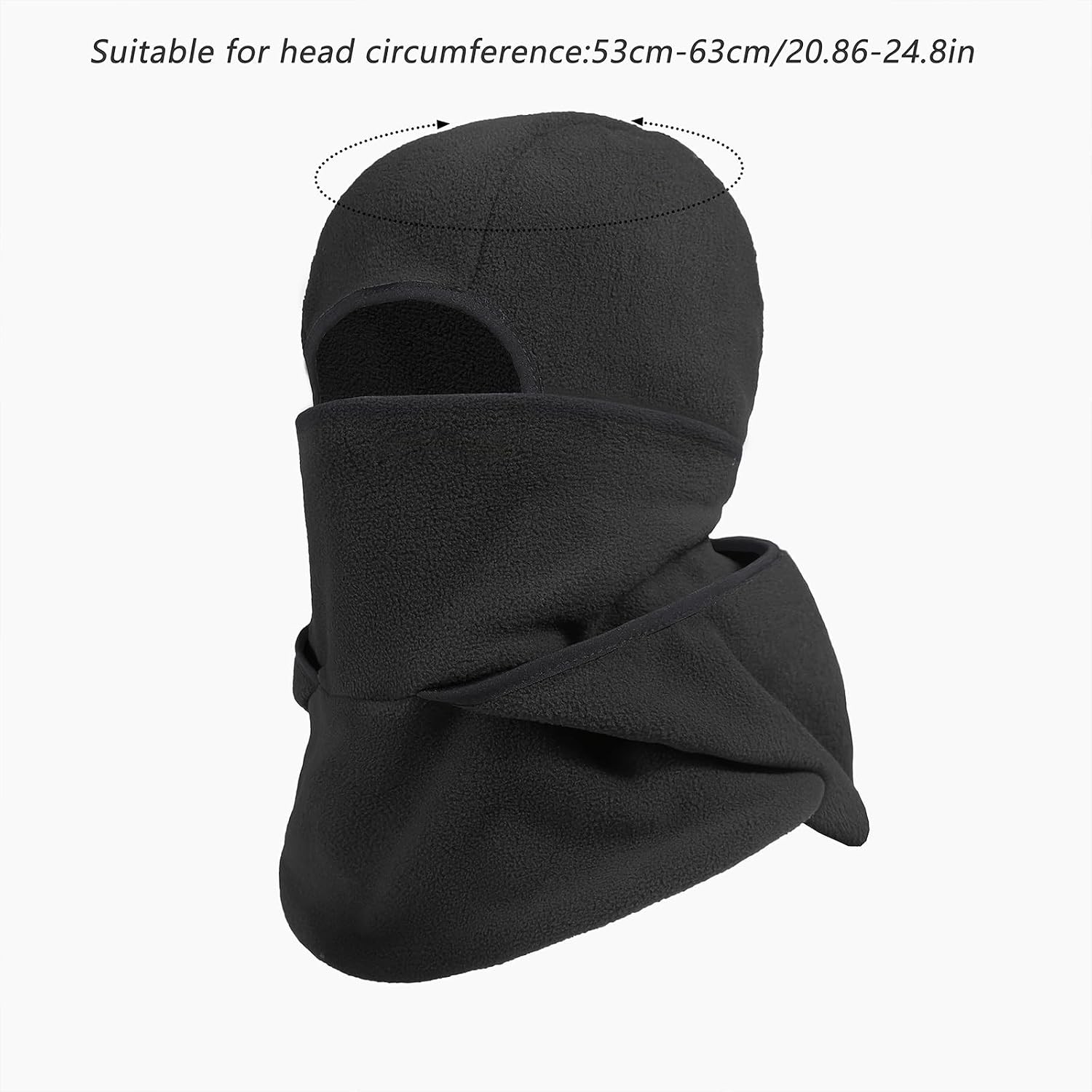Outdoor Winter Warm Hat Neckband Integrated Cycling Mask, Unisex Fleece Balaclava Ski Mask Windproof Sports Head Cover