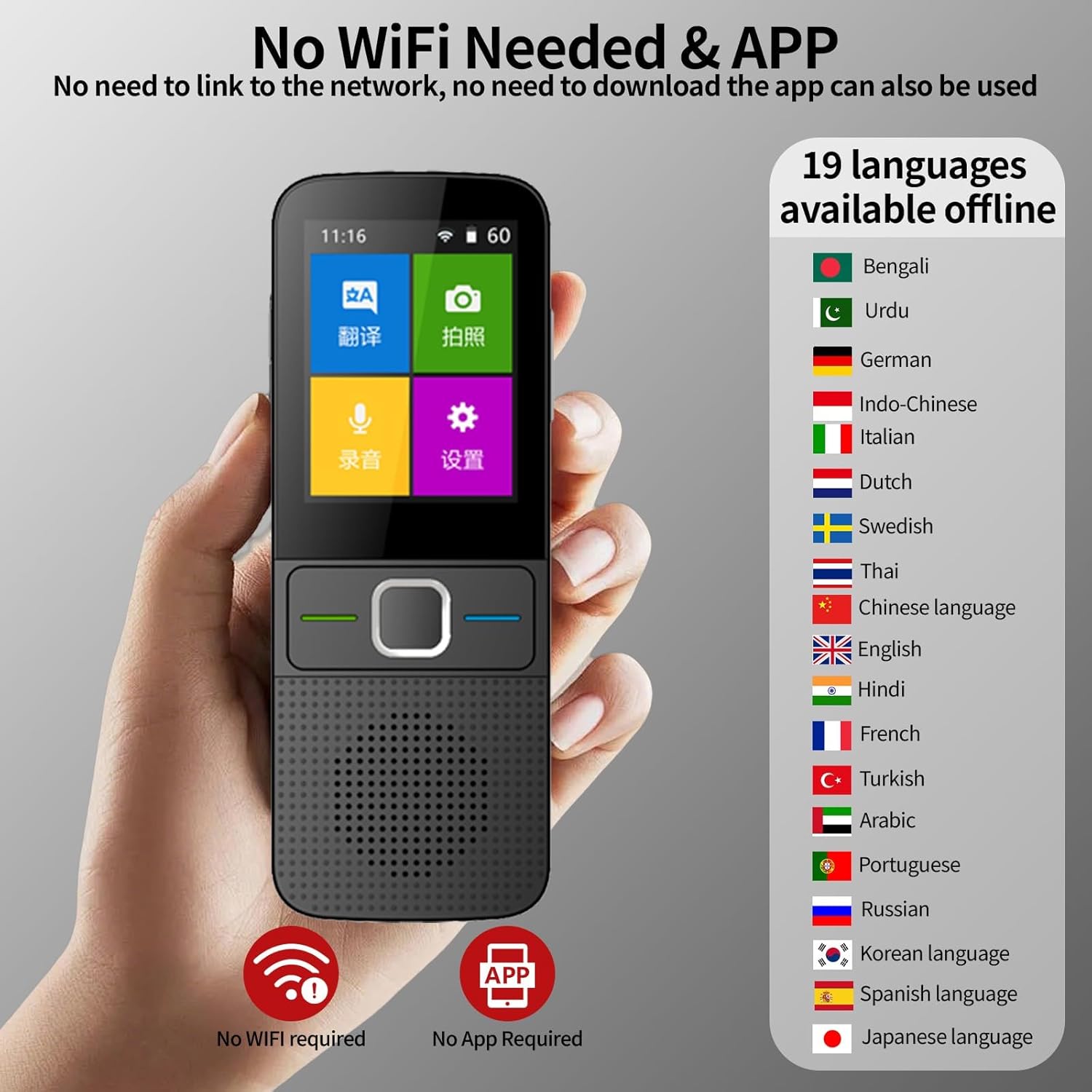 AI Language Translator Device, 2026 Upgraded Translator No WiFi Needed, Support ChatGPT, Voice Instant Two-Way 138 Language Translator, Offline/Recording/Photo Translation for Business Travel