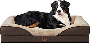 EHEYCIGA Orthopädisches Hundebett Grosse Hunde, 122x89x18.5cm, Memory Foam Waschbar und Wasserdicht Hundekorb mit 4 Rändern, Hundesofa Hundecouch rutschfest, Braun