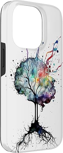 Vista 45 de iPhone 13 Pro Max Watercolor Brain Art, funda de neuronas