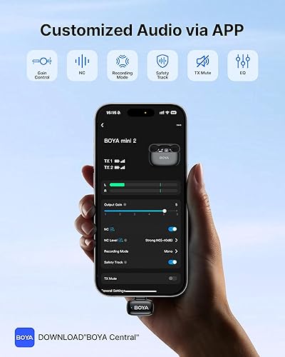 Miniatura 7 de BOYA Mini micrófono inalámbrico para AndriodTabletsPC con interfaz USB C, cancelación de ruido, duración de la batería de 30 horas con estuche de