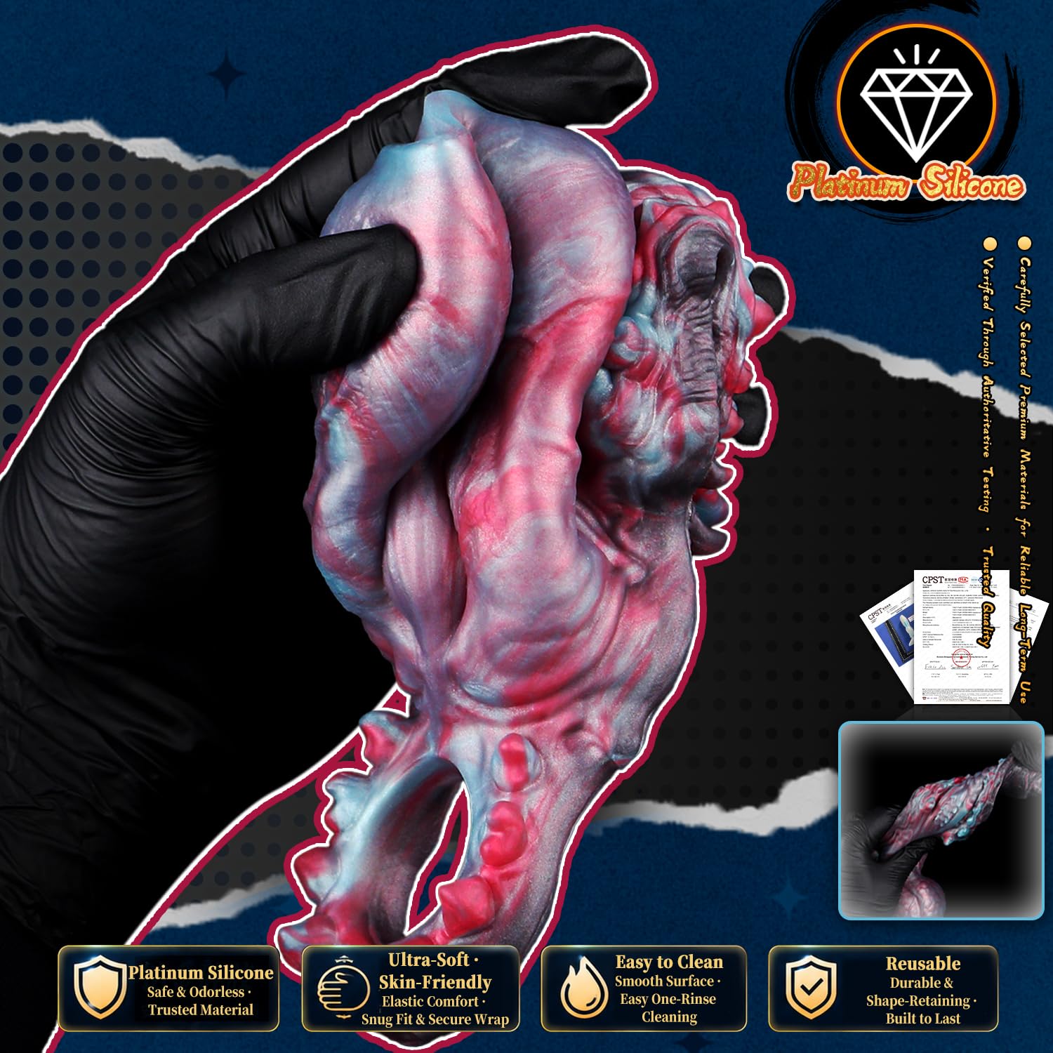 Seckoe Silikon Monster Penismanschetten Penisring SexToys für Mann (5337)