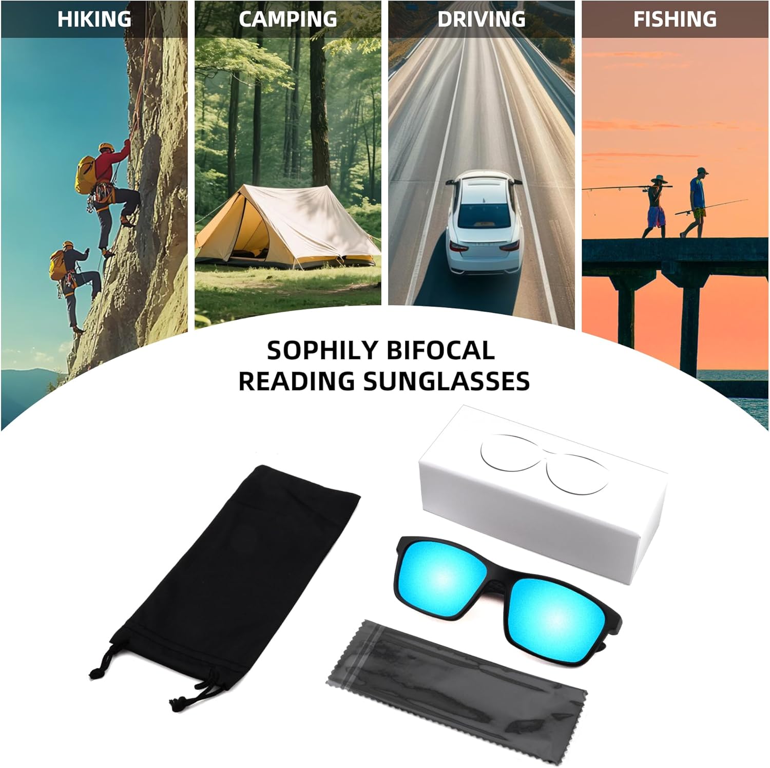 Bifocal Reading Sunglasses for Men Women, Casual Sport Wrap Around Sun Readers TR90/Rubber Arms UV400 Outdoor - Image 6