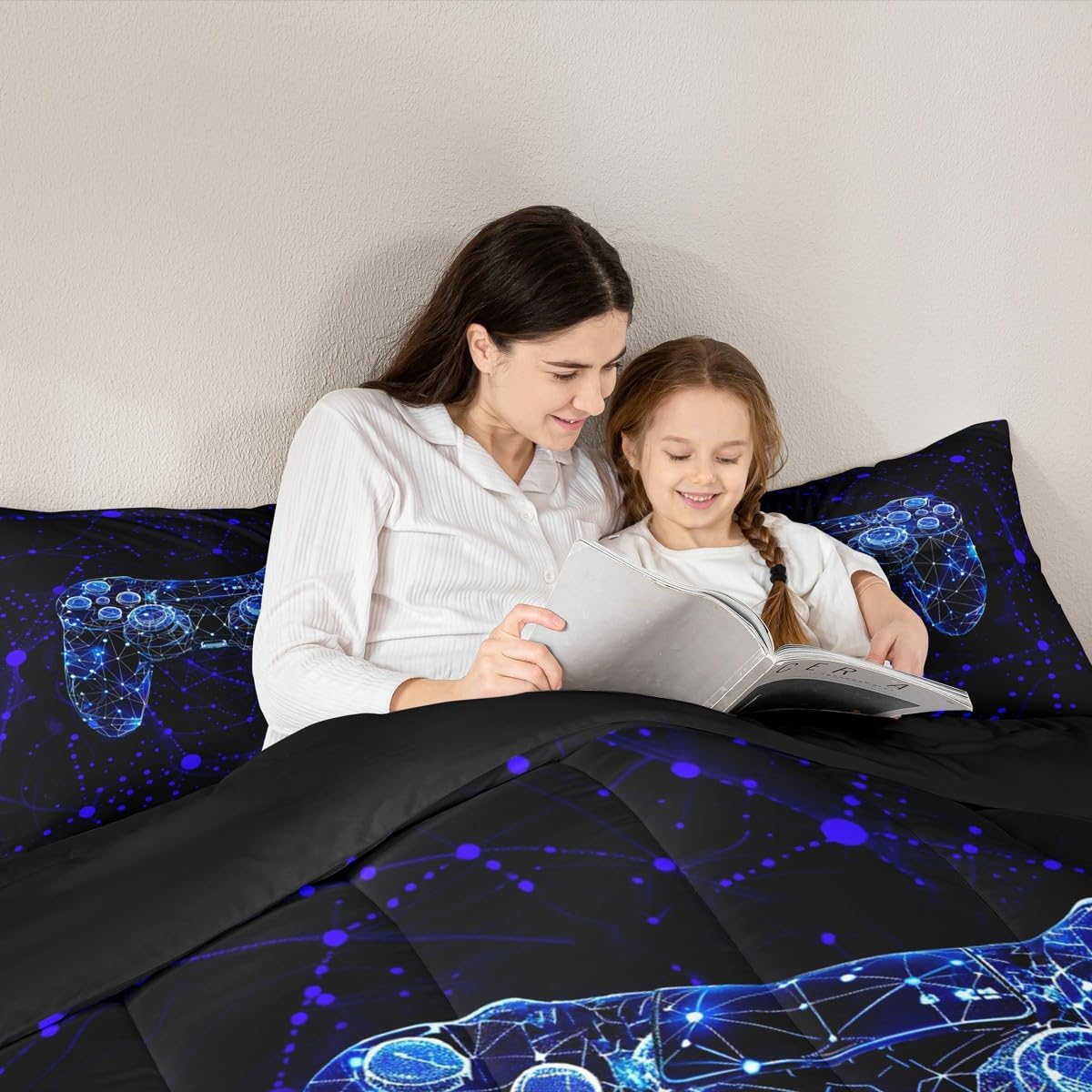 Feelyou Kids Modern Honeycomb Gamer Comforter Set Twin Size, Geometric Gaming Bedding Set Hexagon Duvet Insert Boys Girls Bedroom Decor with 1 Pillow Case