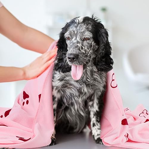 Miniatura 6 de Tiibot 12 toallas para perros para secar mascotas, cachorros, toalla de aseo para perros, toalla de microfibra absorbente, toalla de baño para