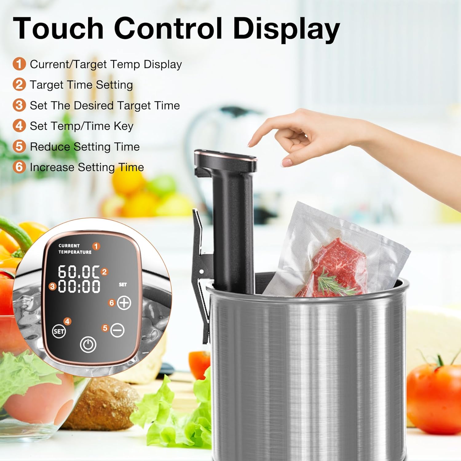 Contenitore Sous Vide 6,9 Litri - Con Coperchio, Per Cottura A Bassa Temperatura, Compatibile Con Fornelli