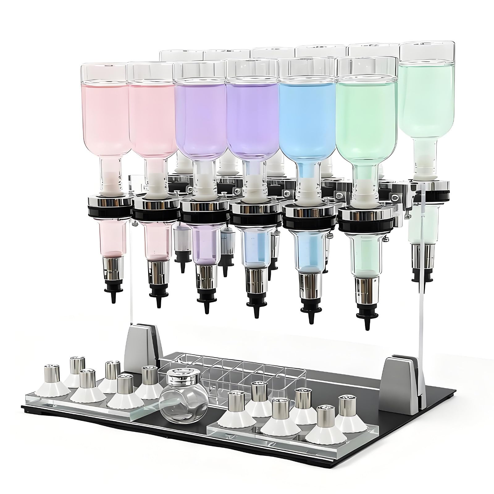Distributore di profumo manuale 12bottles 200ml Macchina di rifornimento del profumo del riempitore liquido del riempitore della pompa di vetro del desktop del rack del tester della pompa di vetro, su