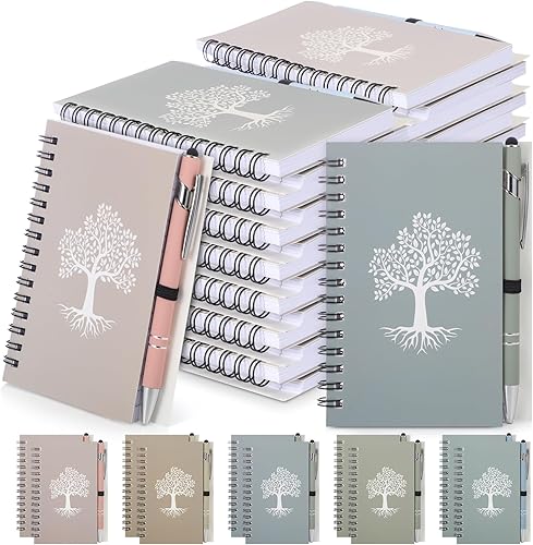 Paquete de 20 cuadernos religiosos en espiral religiosos a granel con diseño del árbol de la vida, juego de bolígrafo y diario de bolsillo pequeño
