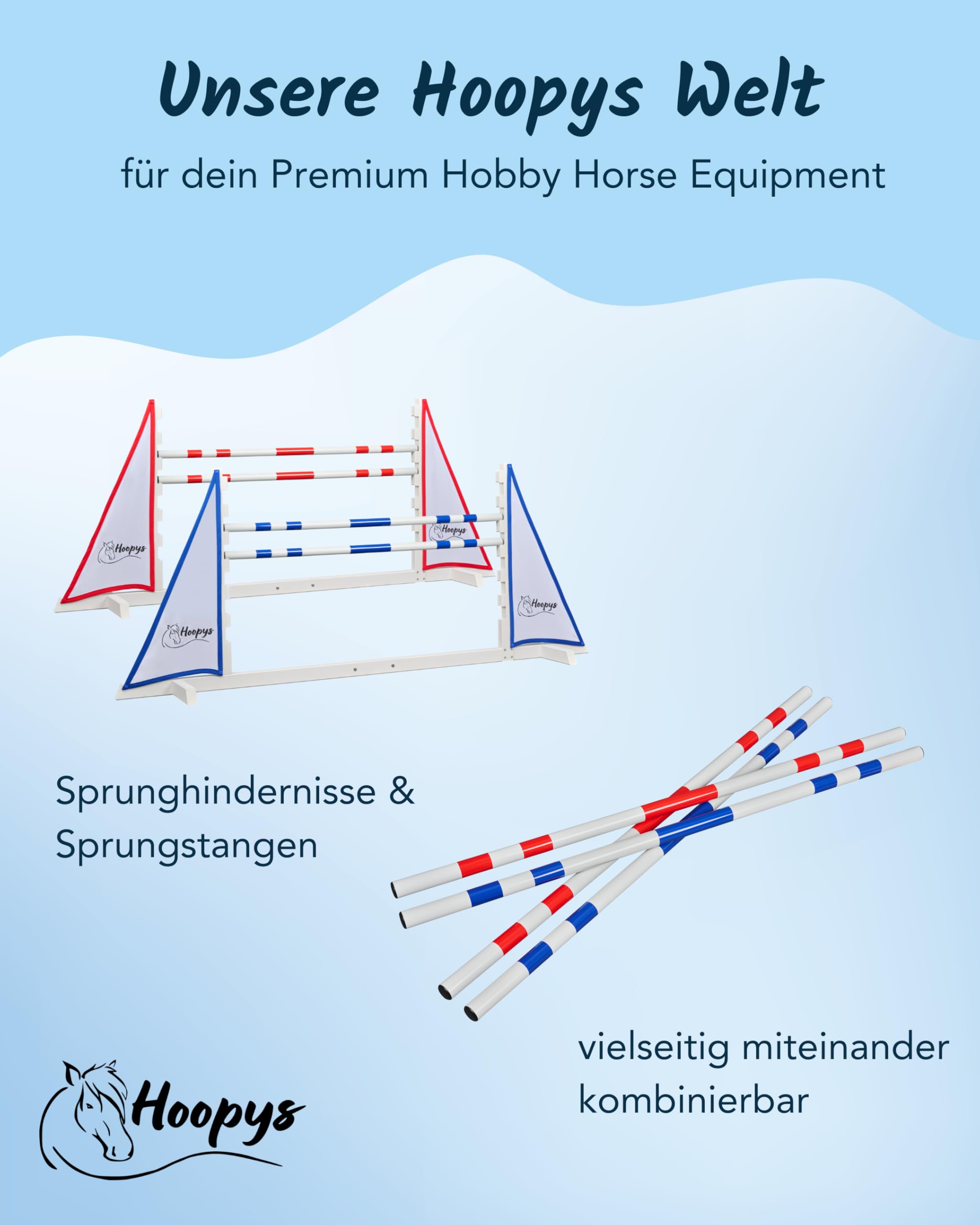 Hobby Horse Hindernis rot - mit zwei Sprung Stangen - Steckenpferd Spielzeug für den Garten - Gartenspielzeug Geschenke für Kinder
